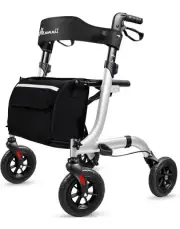 (Silver)8Inch Wheel Rollator Walkers for Seniors-Folding Rollator Walker✅ New