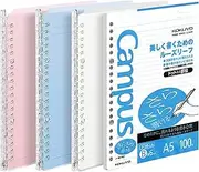 Kokuyo Campus Easy-Carry Slim Binder Smart-Ring A5 20-Ring Set of 3 (Light Colors & 100 Sheets Papers Set, A5)