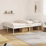 Metal Bed Frame with Headboard White 153x203 cm Queen