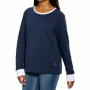 Nautica Navyblue Crewneck T-shirt Longsleeve Pullover NWT Christmas Holiday Gift