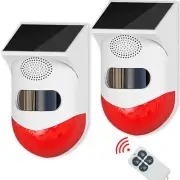 Solar Strobe Alarm Light with Motion Sensor Siren Outdoor Alarm Siren with Re...