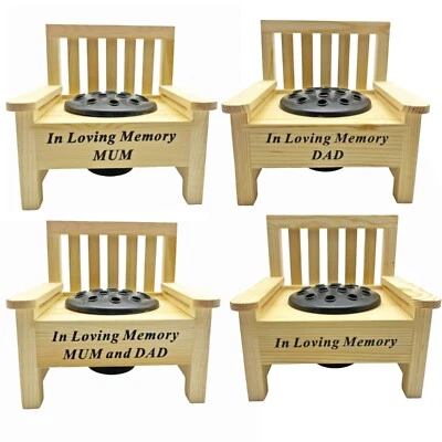 Memorial Wooden Bench with Flower Pot Remembrance - Choose Design