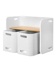 [Keezi] 3 Peice Table and Chair Set in White/Nature