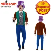 CA1133 Mens Mad Hatter Alice in Wonderland Halloween Book Week Costume + Hat