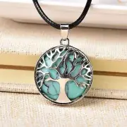 Tree of Life Turquoise Crystal Pendulum Pendant Healing Crystal Necklace Pendant