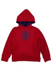 Spider-Man Marvel Boys Red All Over Web Pattern Pullover Hoodie Sweatshirt
