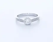0.8 CTW Natural Diamond H/SI2 Round Cut 14K White Gold Prong Vintage Accent Ring