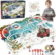 Christmas Train Toy Car Racing Track 2 3 4 Years DIY Puzzle Track for Children's Toy Christmas Tree Railway Puzzle Rails with Vehicles Toy for Christmas Party Gifts Children