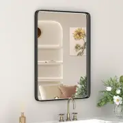 Black Bathroom Mirror 24 x 28 in Vanity Mirror,Metal Frame Wall
