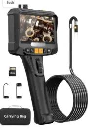 Two-Way Articulating Borescope, Dual Lens Endoscope Camera with Lights, 0.33in