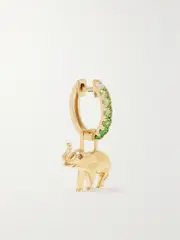 [Robinson Pelham] Robinson Pelham - Elephant Earwish 14-karat Gold, Tsavorite And Diamond Single Hoop Earring - One size One size Gold