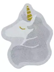 Pillowfort Unicorn Shaped Cotton Bath Rug with Gold Horn, Plush Throw Mat 30x38