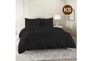 King Single Size Black Color 1000TC 100% Cotton Quilt Doona Duvet Cover Pillowcase Set