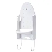 White Iron Storage Holder Wall Mount Ironing Board Hanger Home Organizer Hooks
