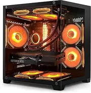 Hoengager Gaming PC -Intel Core i5-13400F up to 4.6 GHz- GeForce RTX 3050 6GB- 32GB DDR4 3200MHz - 1TB M.2 NVMe+2TB SATA SSD- RGB FANS- Windows 11 Pro Desktop Computer -Black