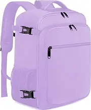 [EZUOLA] Hand Luggage Backpack 40 x 20 x 25 cm, 45 x 36 x 20 cm Travel Backpack with USB Charging Port Men Women Hand Luggage Aeroplane Backpack Anti Theft Splashproof, Light Purple, 40x20x25cm (20L)