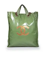 2011-2012 Green Patent Interlocking CC Shopper Tote