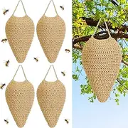 3 Pack Large Crochet Wasp Nest Deterrent Hanging Fake Nest Decoy Hanging Wasp Deterrent for Outdoor Hang Crochet Wasps Nest Decorations for Patio and Eaves