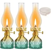3 Pieces Oil Lamps for Indoor Use Gradient Green Vintage Kerosene Lamp with 3...