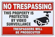 dojune-Private Property No Trespassing Sign, Video Surveillance Sign,Easy to Mount Garage Sign