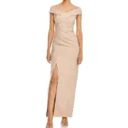Aidan Mattox Rose Gold Off Shoulder Jacquard Evening Gown Sz 12 NWT