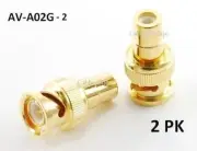 2pk Gold BNC Plug to RCA Jack Coax Adapter AV-A02G-2
