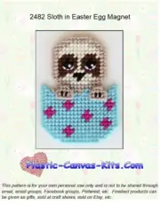 Sloth in Easter Egg Magnet-Plastic Canvas Pattern/Kit