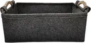 Felt Pet Toy Storage Box, Collapsible Storage Basket, Large Rectangle Felt Fabric Baskets, Storage Hamper with Handle, Suitable for Home and Office (Grey, 37.5*25*13 CM)