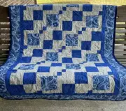 QUILT blue Patchwork 41”x55” Crib, Throw Size
