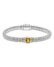 Lagos Sterling Silver & 18K Yellow Gold Rittenhouse Citrine Solitaire Link Bracelet