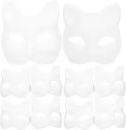 DIYEAH Diy Paper Mask 10pcs Cat Mask Fox Mask Unpainted Masquerade Mask Paper Mache Mask White Craft Mask Pulp Blank Paintable Mask for Easter Costume