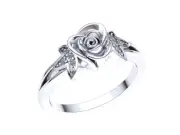 Natural 0.25ct Round Cut Diamond Ladies Flower Fancy Promise Ring 10K Gold