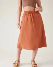 Athleta Arrival Midi Skirt Women’s in Size 22 Sunbaked Clay Drawstring NWT