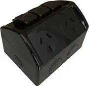Crown Weatherproof 2 GPO Power Point with Extra Switch Waterproof 10A IP53