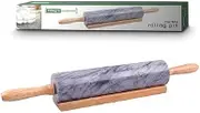 New INTEGRA Maison Marble Rolling PIN with Cradle Pastry Dough Wooden Base