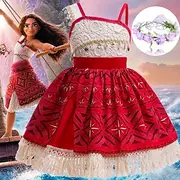 Moana Princess Moana Dress Costume Flower Crown Movie TV Theme Costumes Movie Cosplay for Girls' Kid's Carnival Children's Day World Book Day Party Birthday Be