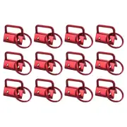 12Pcs 25mm Key Fob Hardware with Keychain Ring for Webbing Wine Red