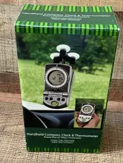 Car Or Handheld Compass Clock And Thermometer New In Open Box