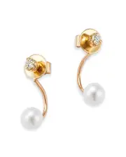 Zoe Chicco 14K Yellow Gold Cultured Freshwater Pearl & Diamond Front to Back Earrings