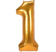 Metallic Gold Jumbo SuperShape Number 1 Foil Balloon