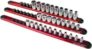 3-Piece Aluminum Socket Organizer Rail Set 1/4-Inch, 3/8-Inch, and 1/2-Inch