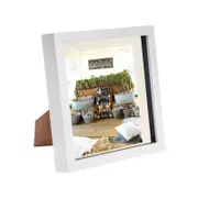 Nicola Spring 8 x 8 3D Shadow Box Photo Frame - Craft Display Picture Frame with 6 x 6 Mount - Glass Aperture - White