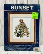 Dimensions Sunset Cuddly Critters No Count Cross Stitch Kit #13939 New Sealed