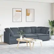 Generic Modular Sofa with Cushions Velvet Dark Grey