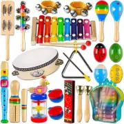 Wooden Toddler Musical Instruments Set with Storage Bag for Kids