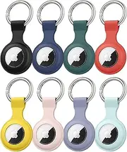 8 Pack AirTag Holders Soft Silicone AirTag Cases for Apple Air Tags 2021, Air Tags Case with Keychain, Anti-Scratch Lightweight Secure Soft Holder Protective Cover