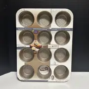 David Burke 12 Cup Cake Muffin Pan Nonstick Bronze