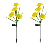 2 Pack Solar Daffodil Lights Decorative Path Lights For Backyard Path Walkway Lawn,Yellow