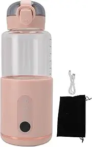 Portable Milk Warmer for Travel, USB Rechargeable Bottle Warmer, 300ml Large Capacity, Fast Milk & Water Heating, Electric Bottle Warmer for Outdoor, Rose