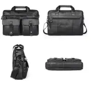Men's Leather Laptop Bag Messenger Shoulder Bag Laptop Leather Briefcase